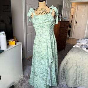 Azazie Green Fern Floral Dress